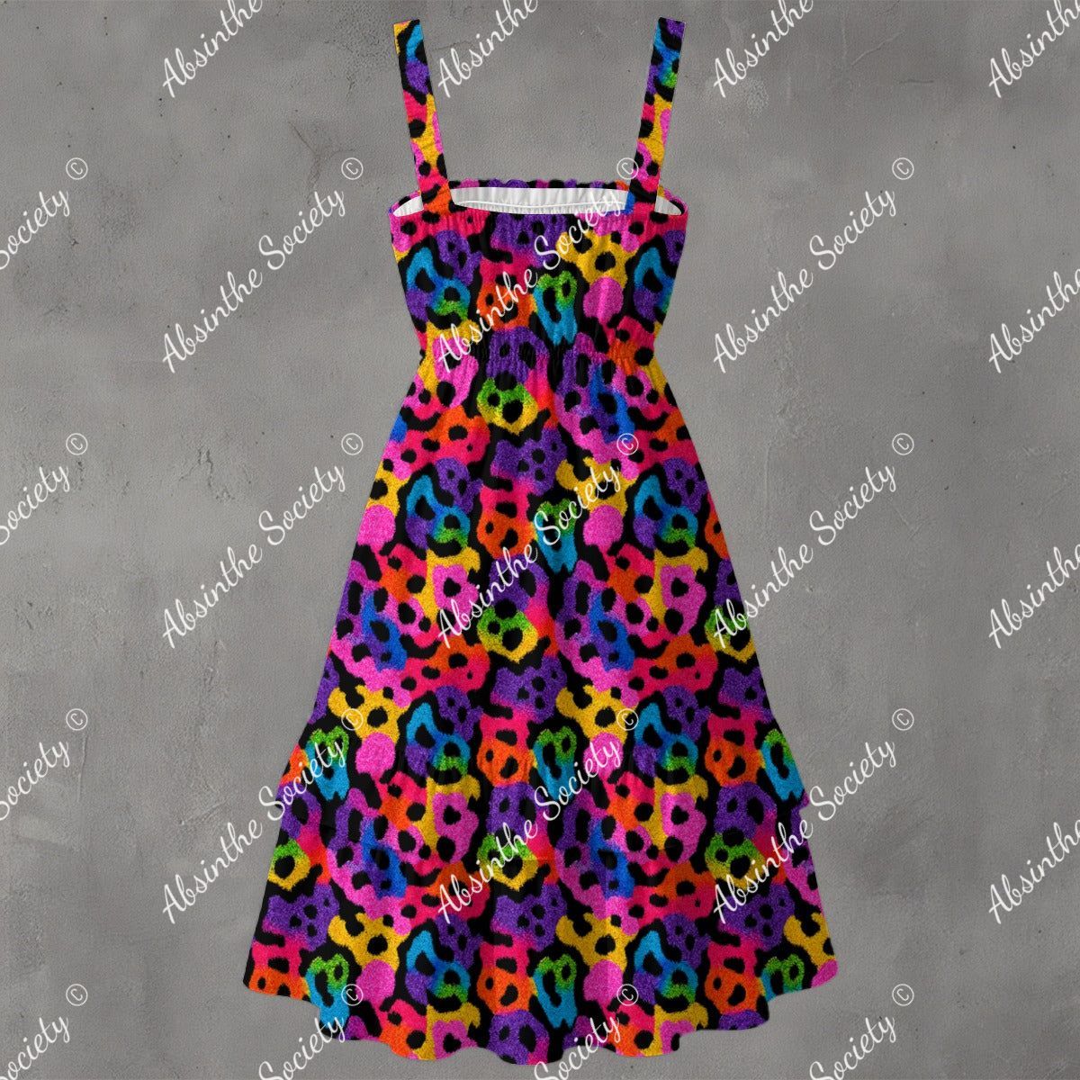 Radiant Leopard Ruffle Hem Dress - Gothic Animal Print Elegant
