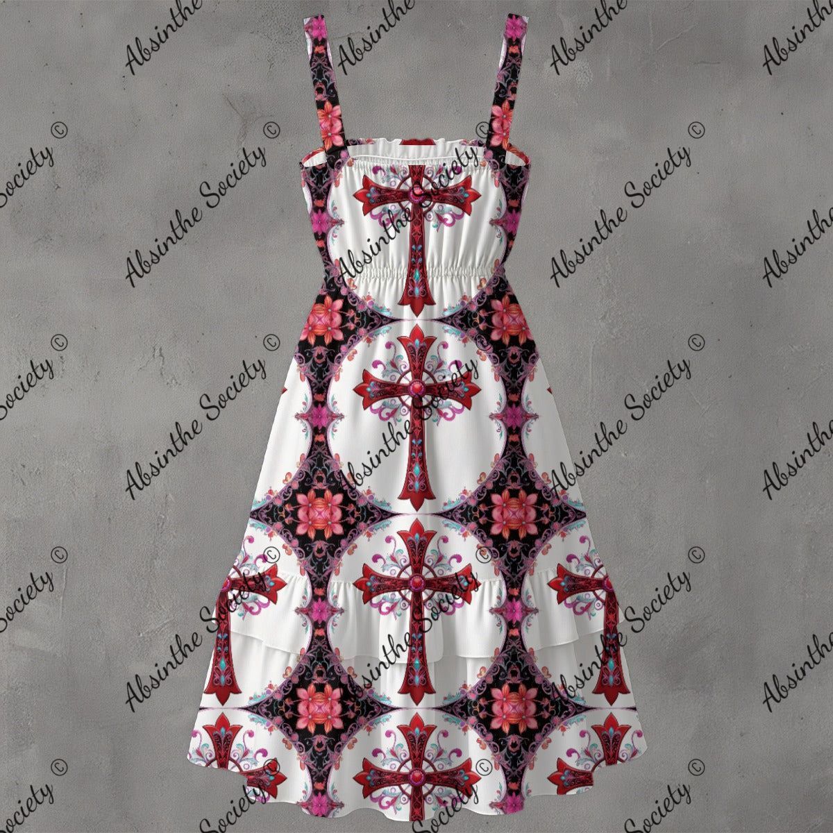 Faithful Ruffle Hem Dress - Gothic Devotional Elegant