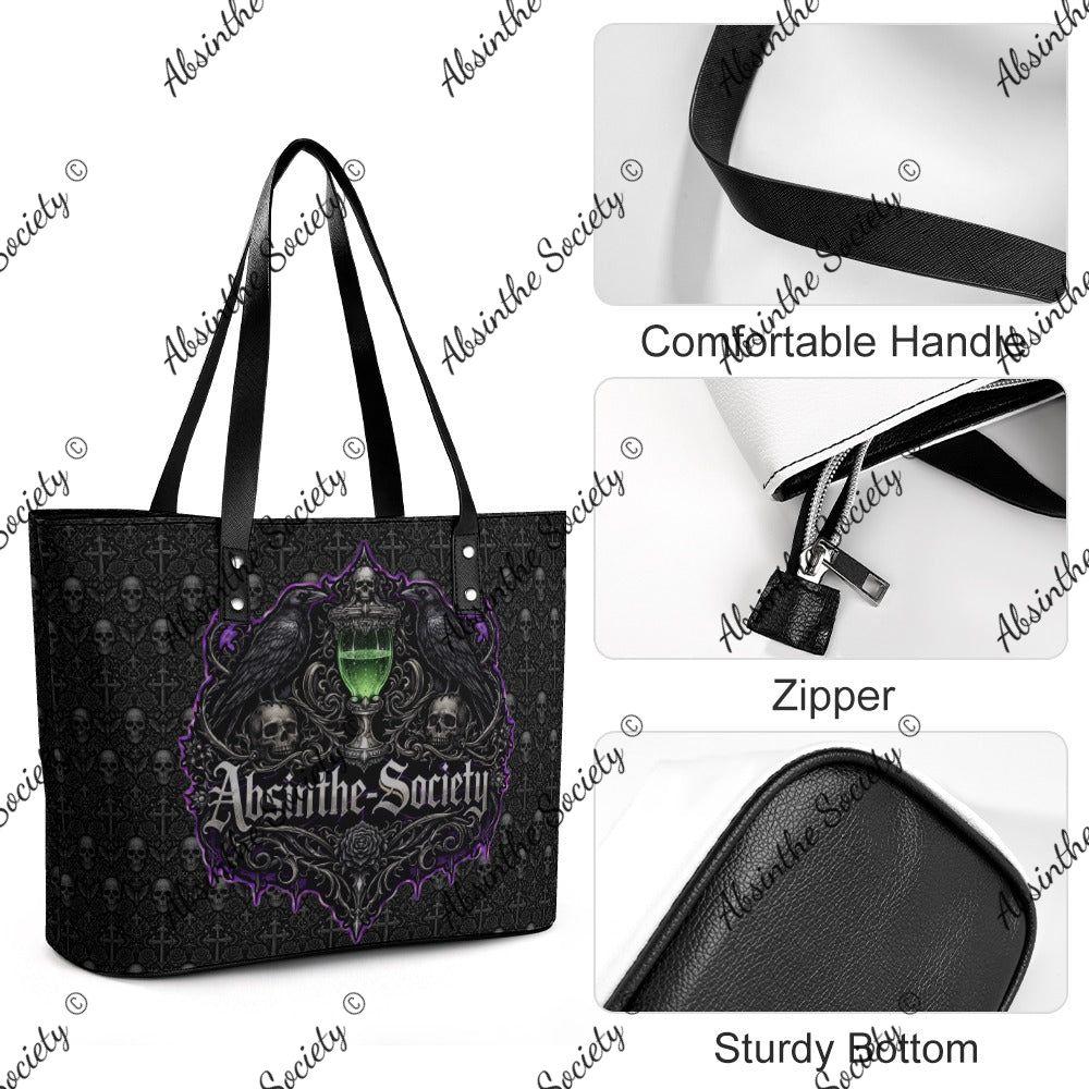 Quoth the Raven - Leather Handbag - Poe Inspired- Absinthe Society