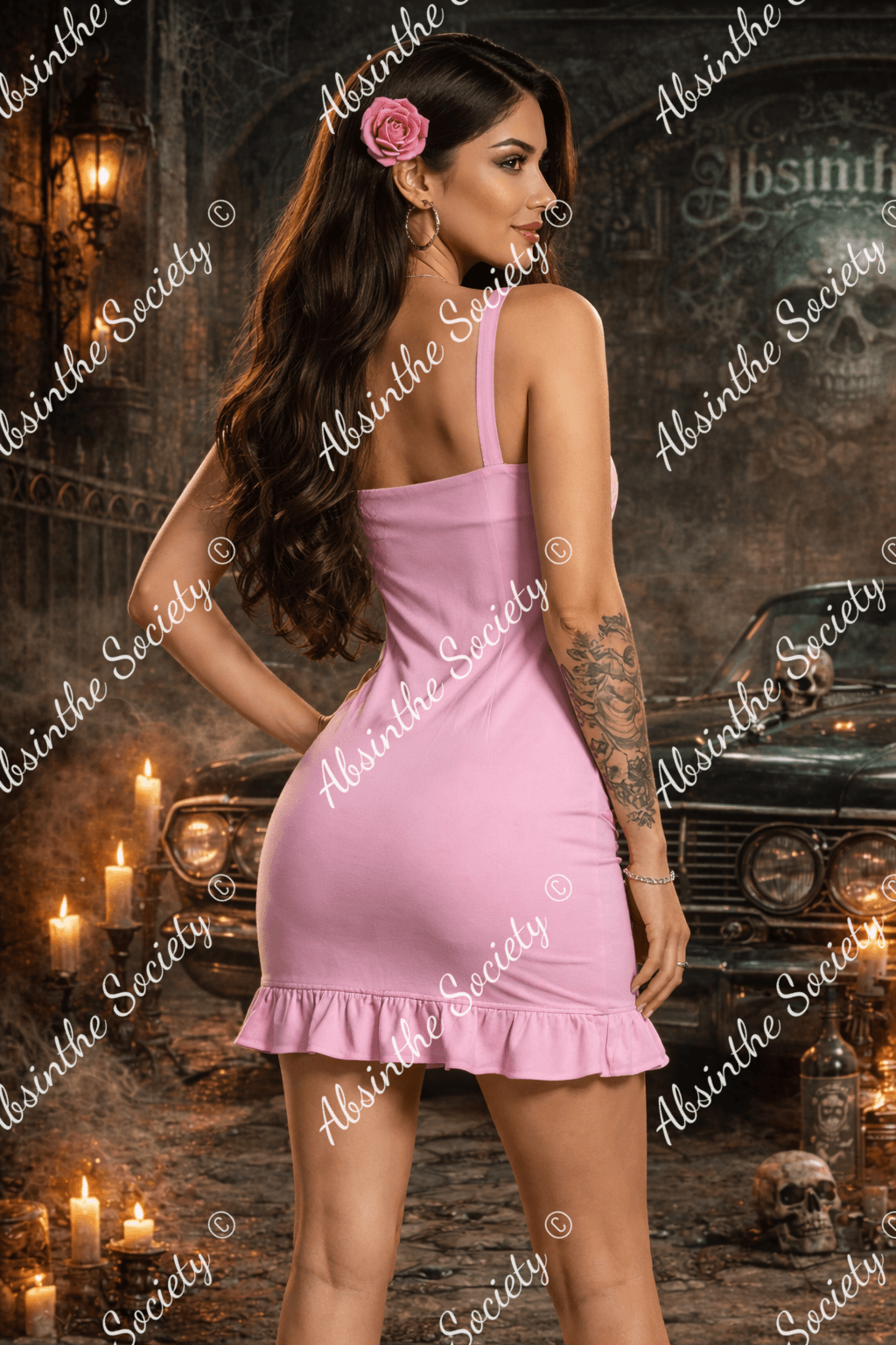 Victorian Moonbeam Sleeveless Square Neck Ruffle Hem Mini Dress