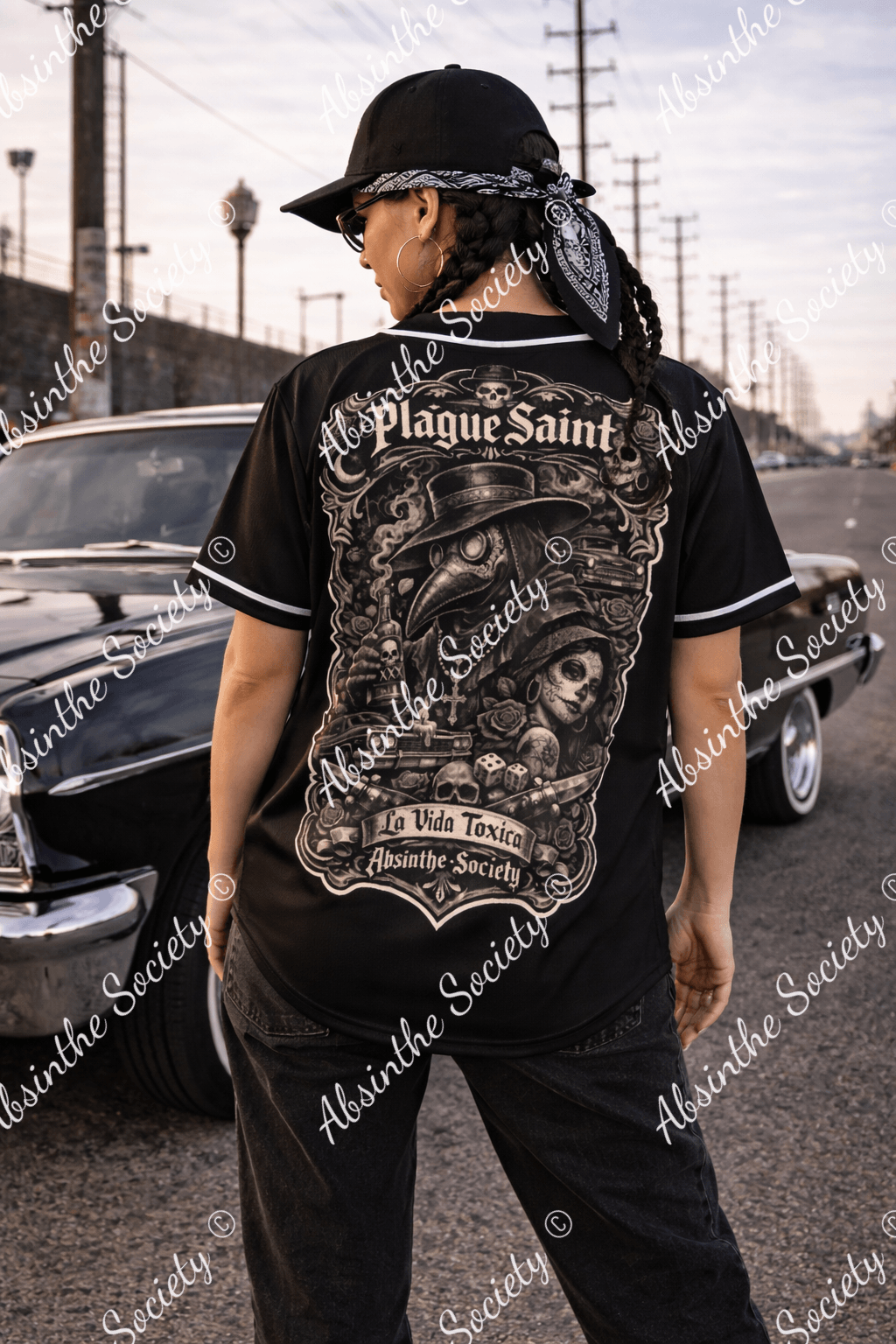 La Vida Toxica - Plague Saint & The Widow Grayscale - Baseball Jersey