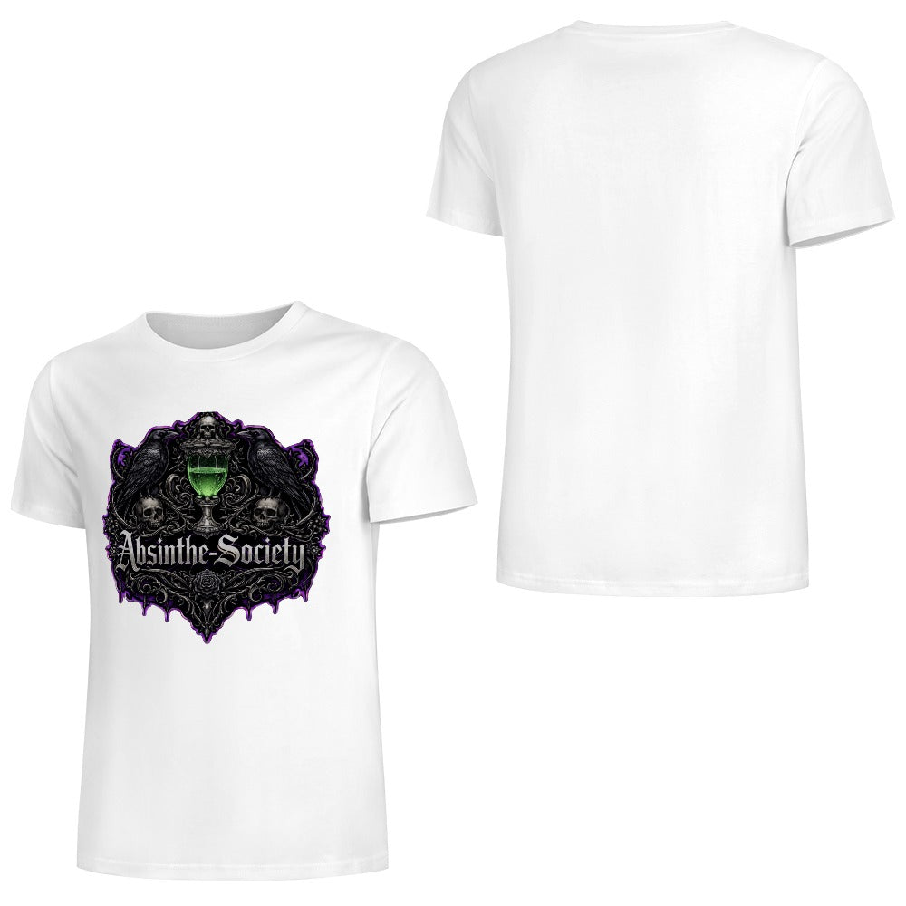 Nevermore (White) - Absinthe Society Premium Pure Cotton T-shirt Front Print