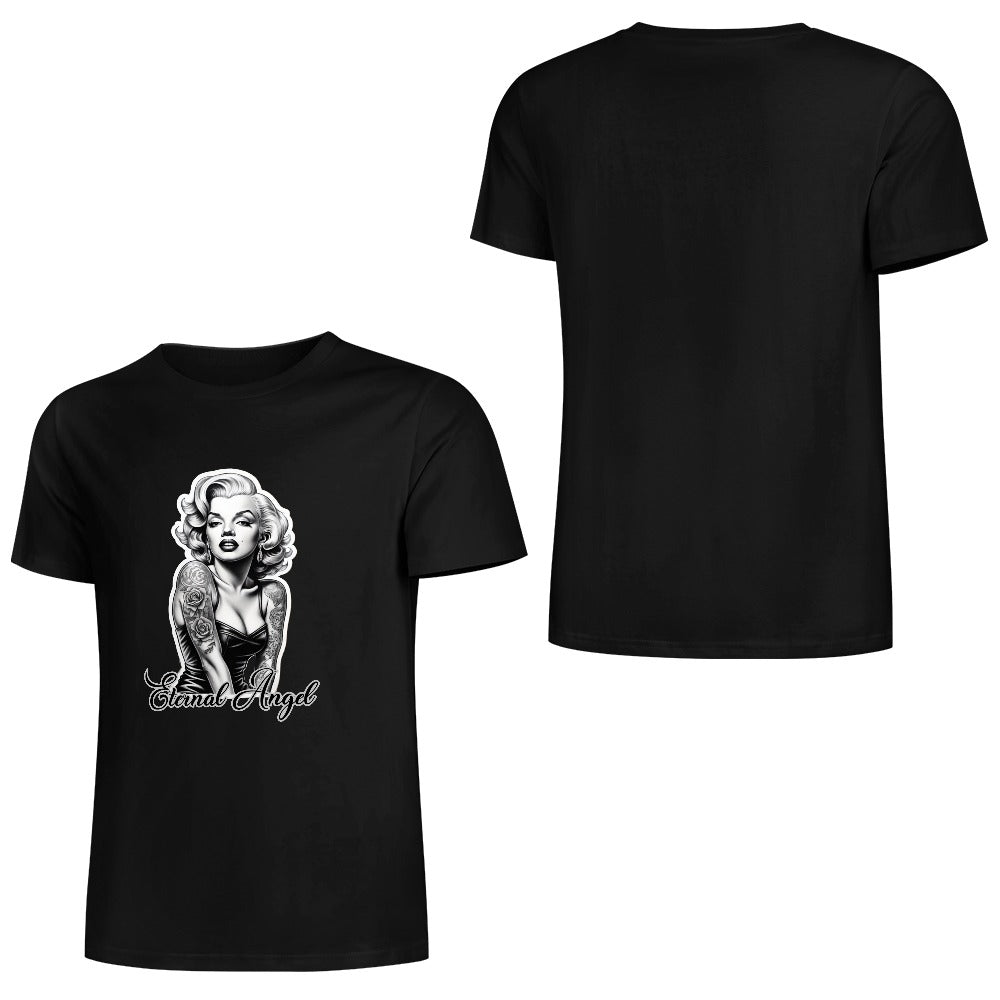 Eternal Angel (black)- Marilyn Monroe- Pure Cotton T-shirt Front Print