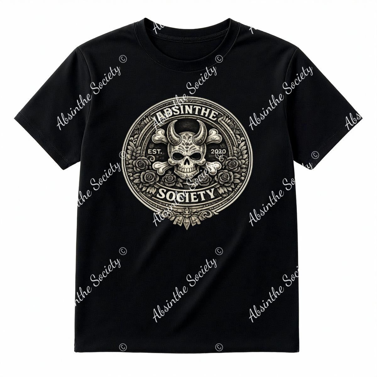 Absinthe Society - Grayscale Logo T-Shirt Printed in USA