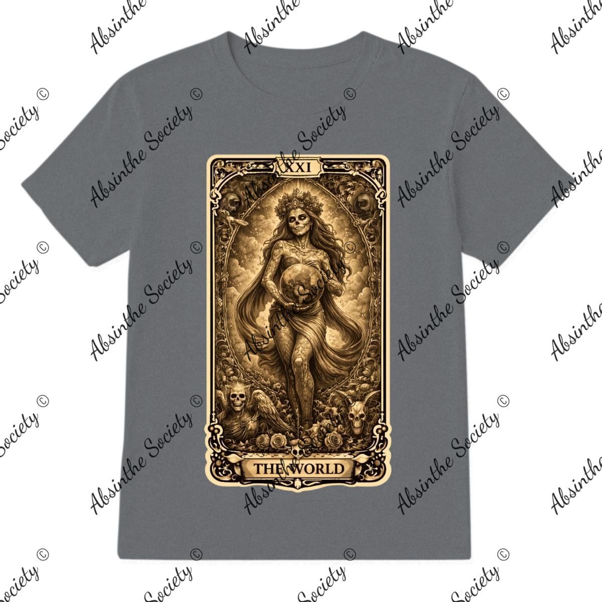 The World XXI | Tarot T-Shirt | Absinthe Society Graphite
