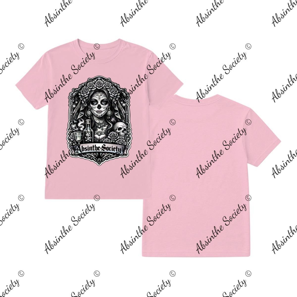 Absinthe Society Catrina - T-Shirt Printed in USA Light pink