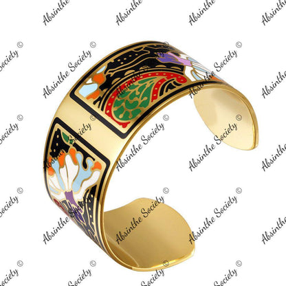 Gold Enamel Bangle Bracelet | Copper & Colored Enamel