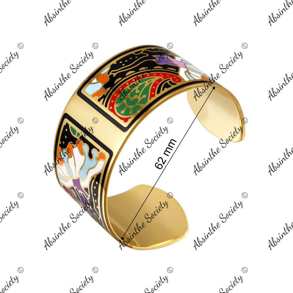 Gold Enamel Bangle Bracelet | Copper & Colored Enamel Gold 62cm