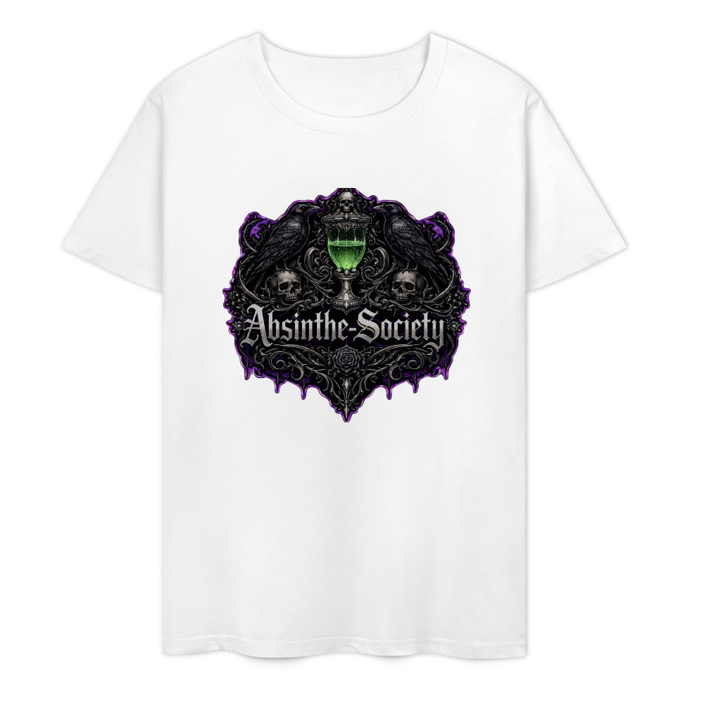 Nevermore (White) - Absinthe Society Premium Pure Cotton T-shirt Front Print