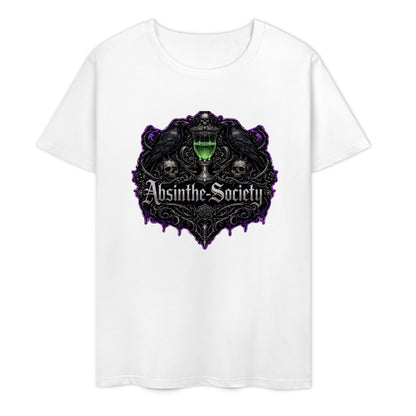 Nevermore (White) - Absinthe Society Premium Pure Cotton T-shirt Front Print