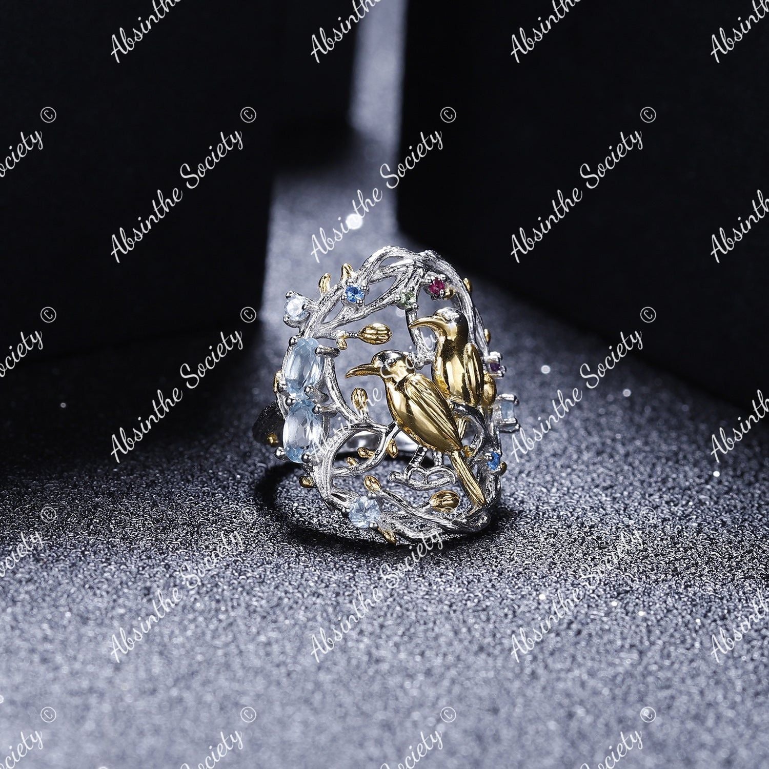 Quetzalli | Sky Blue Topaz 925 Sterling Silver Hollow Ring