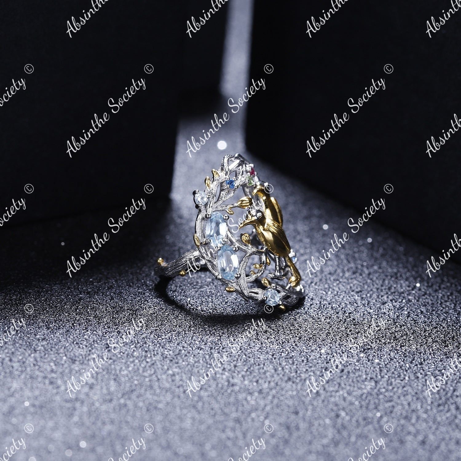 Quetzalli | Sky Blue Topaz 925 Sterling Silver Hollow Ring