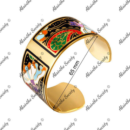 Gold Enamel Bangle Bracelet | Copper & Colored Enamel Gold 65cm