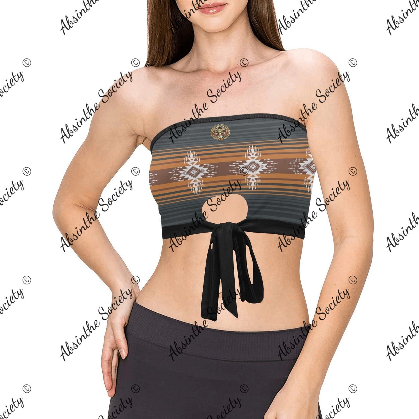 La Llama | All-Over Print Tie Bandeau Top | Dark Chicana Gothic Streetwear