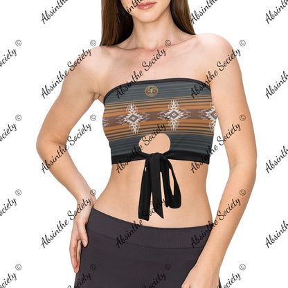 La Llama | All-Over Print Tie Bandeau Top | Dark Chicana Gothic Streetwear