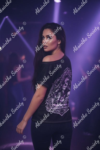 Absinthe-Society Midnight Elegance - Off-Shoulder T-shirt