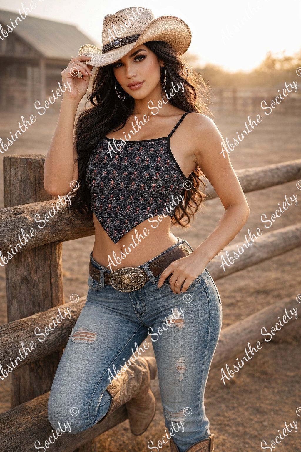 Arach-No-Phobia - Gothic Spider Web Skull Cami Tube Top