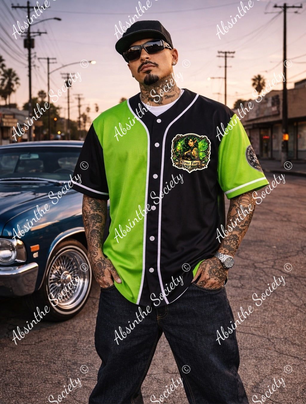 Absinthe Society - Green Fairy - Baseball Jersey White