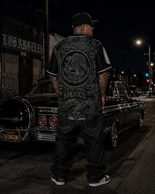 Mi Lindo México con La Madre | Baseball Jersey | Dark Chicano Gothic Streetwear