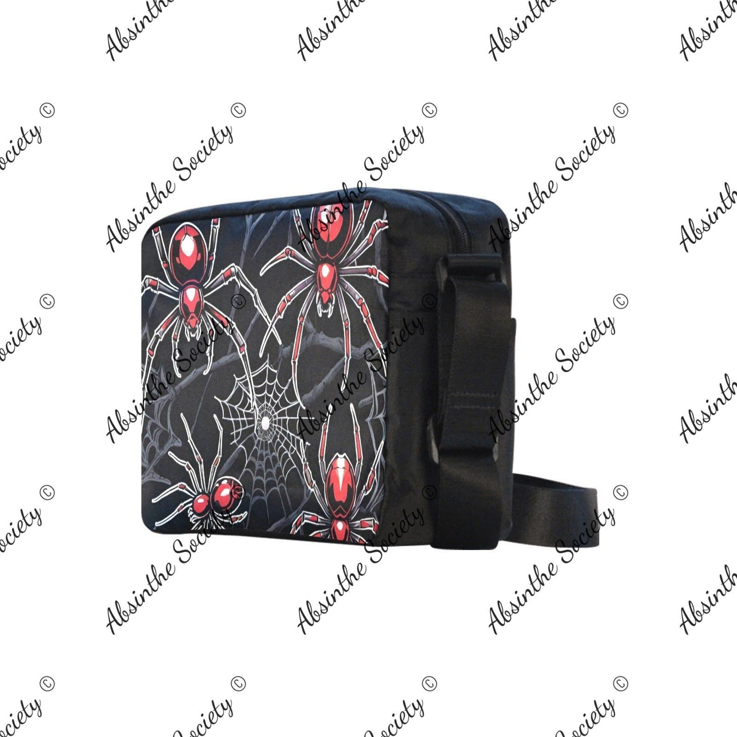 Arach-No-Phobia Cross-body Nylon Bag - Gothic Spider Print