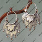 Matlalli | Wide Double-Layer Leaf Metal Earrings | Silver & Antique Silver Silver