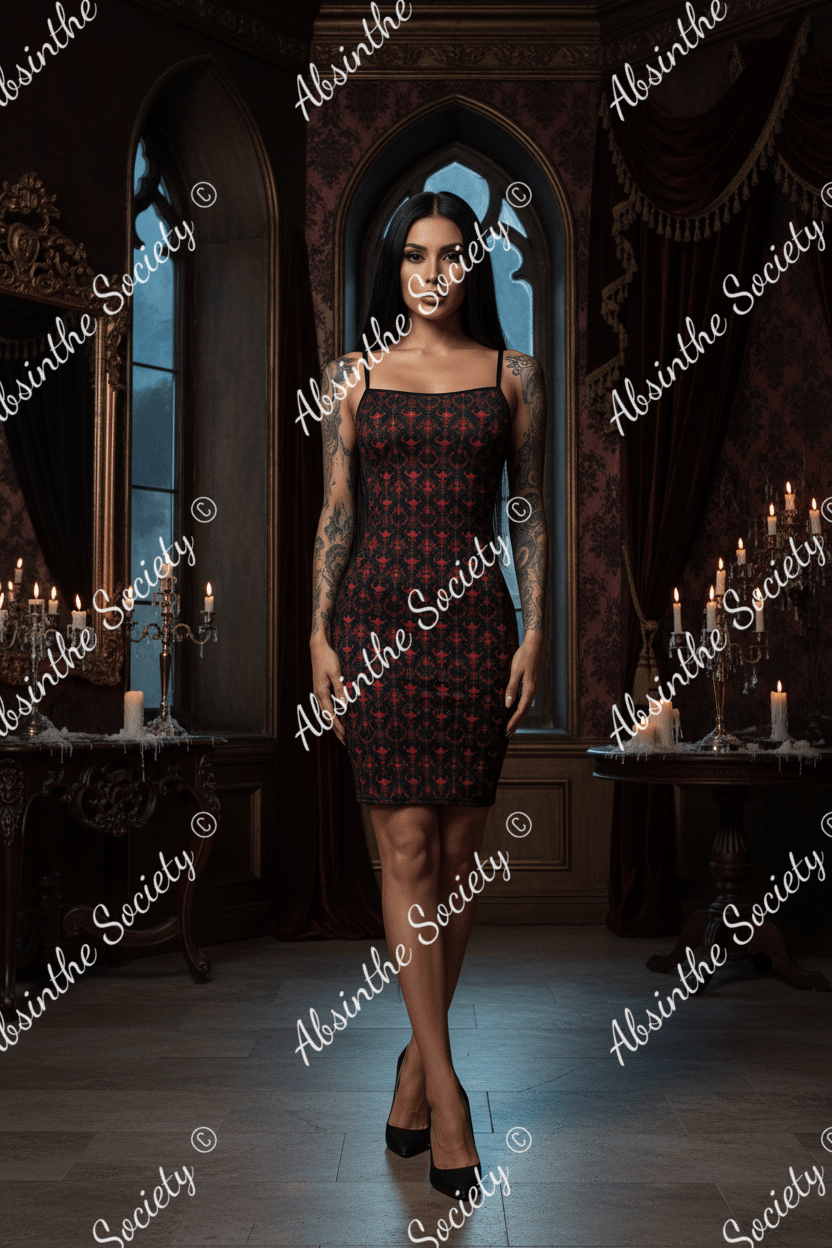 Dark Descent Slim Sling Dress - Gothic Bodycon Mini White