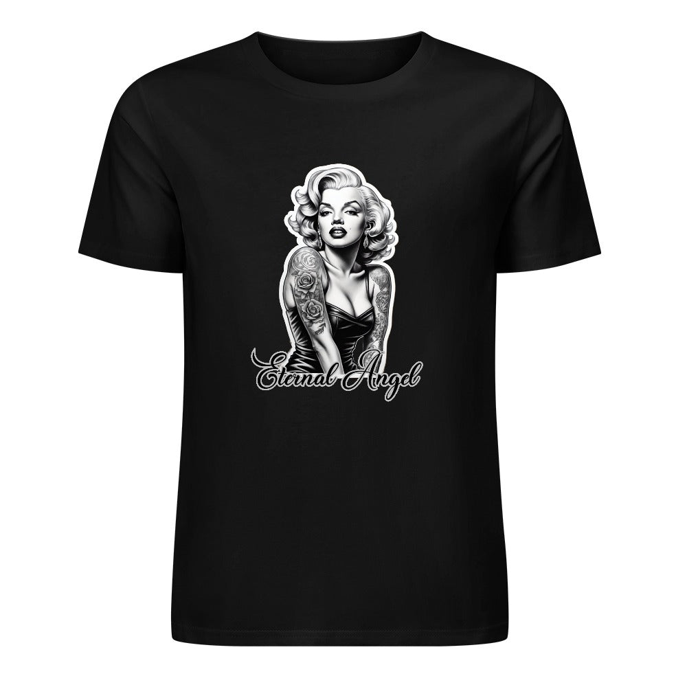 Eternal Angel (black)- Marilyn Monroe- Pure Cotton T-shirt Front Print Black