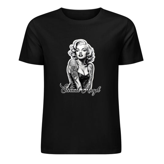 Eternal Angel (black)- Marilyn Monroe- Pure Cotton T-shirt Front Print Black