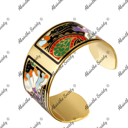 Gold Enamel Bangle Bracelet | Copper & Colored Enamel