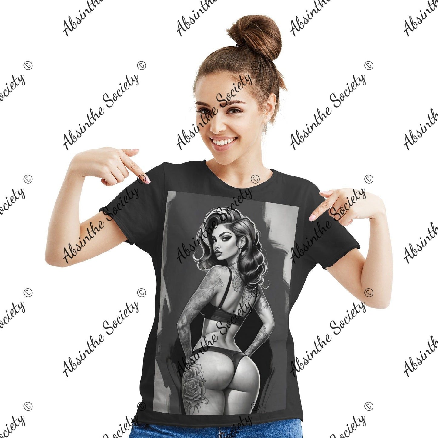 Rose Beauty Women's Cotton Short Sleeve T-shirt Black