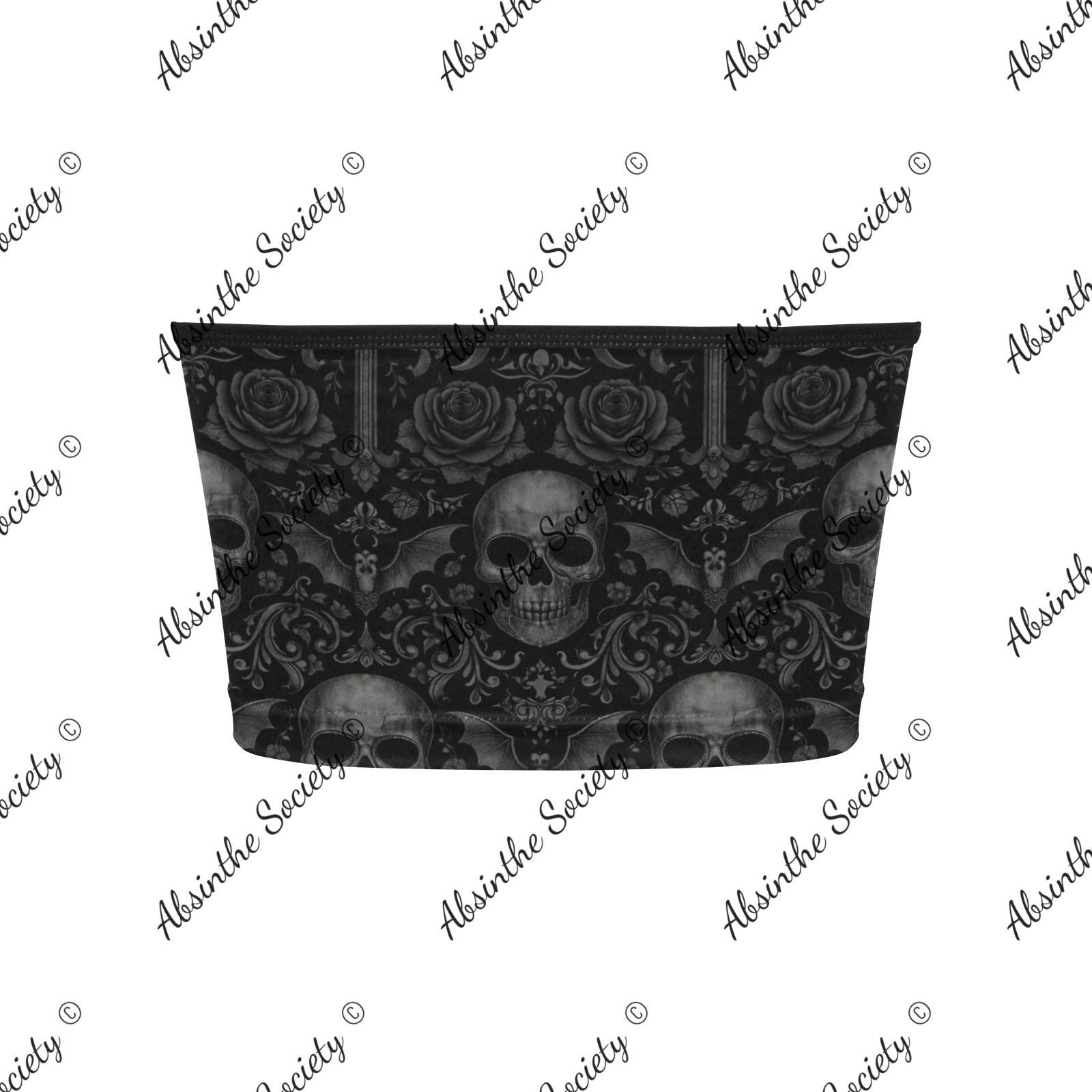 La Guerrera | All-Over Print Tie Bandeau Top | Dark Chicana Gothic Streetwear