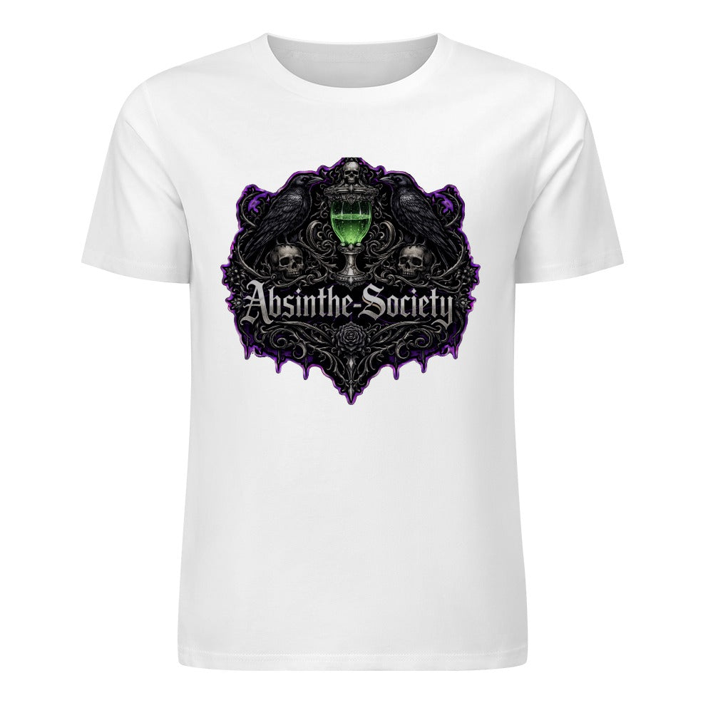 Nevermore (White) - Absinthe Society Premium Pure Cotton T-shirt Front Print White