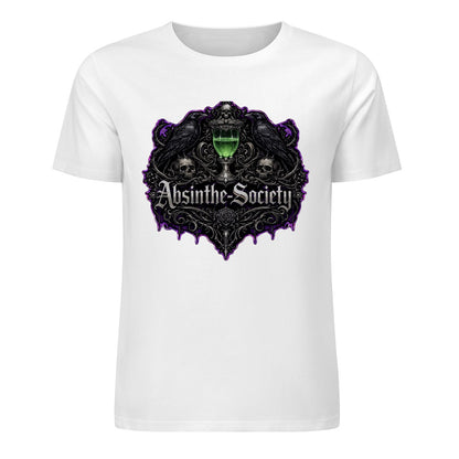 Nevermore (White) - Absinthe Society Premium Pure Cotton T-shirt Front Print White