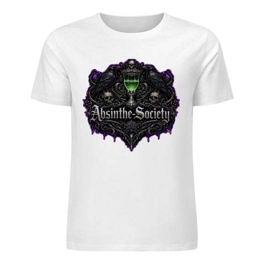 Nevermore (White) - Absinthe Society Premium Pure Cotton T-shirt Front Print White
