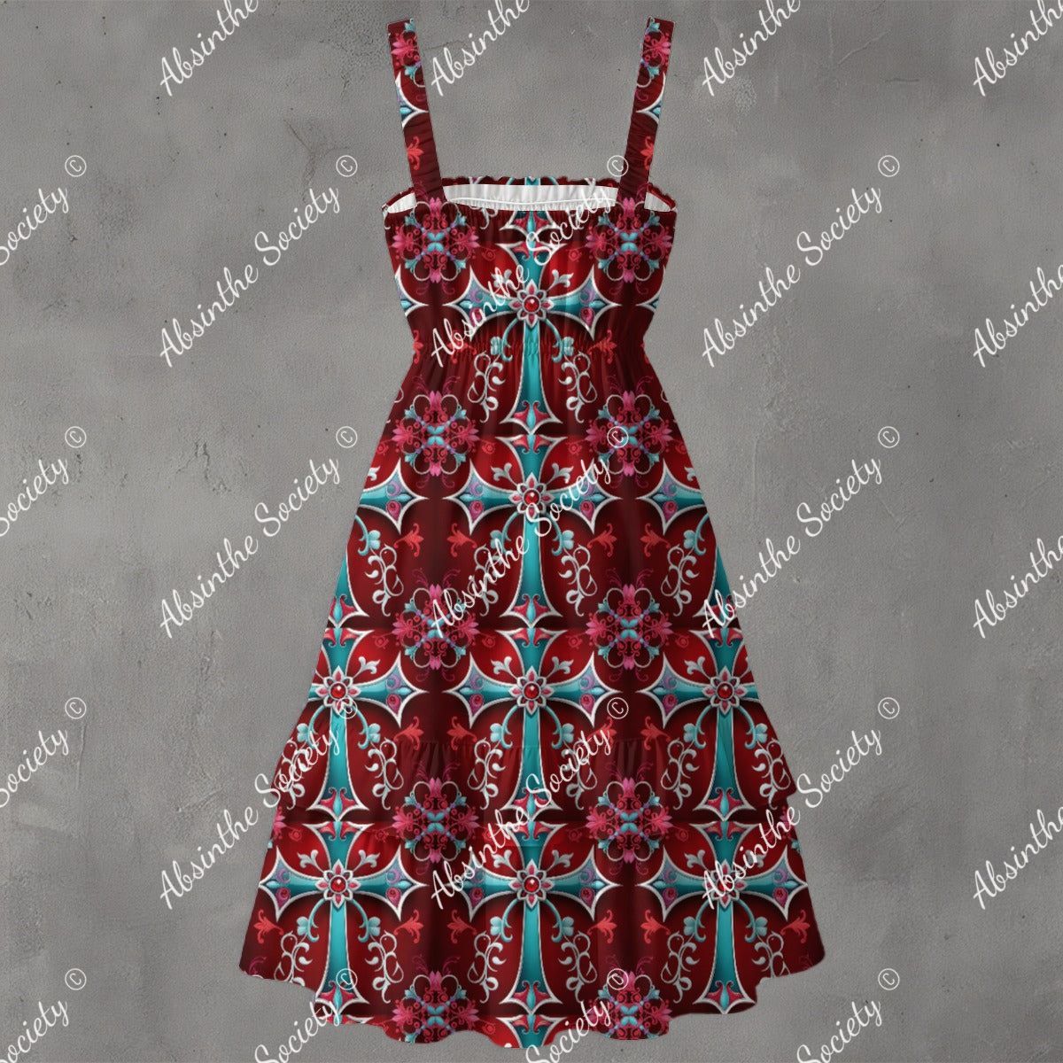 Crucify Ruffle Hem Dress - Gothic Religious Devotional Elegant