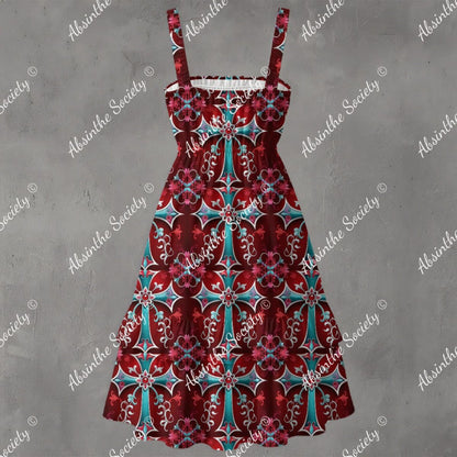 Crucify Ruffle Hem Dress - Gothic Religious Devotional Elegant
