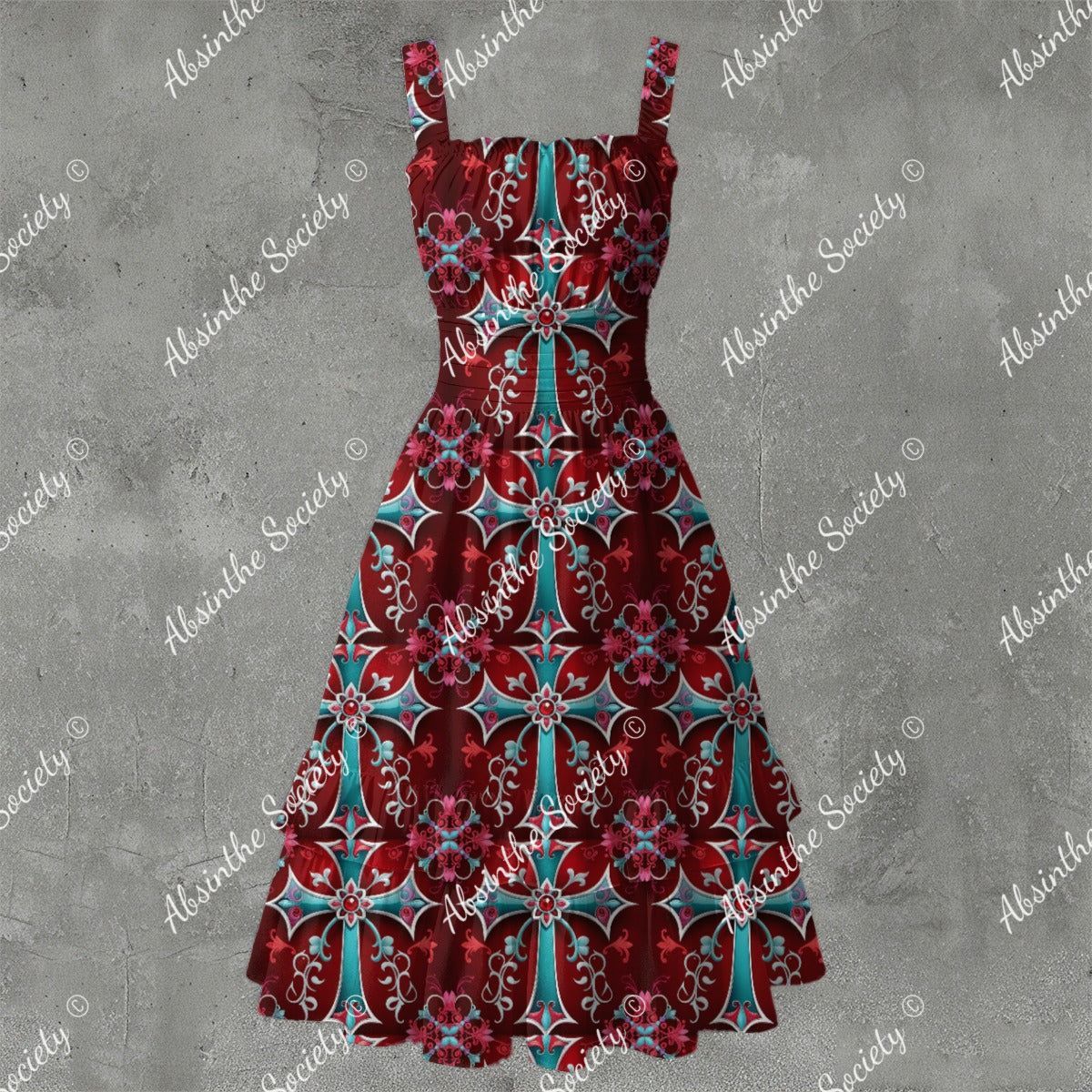 Crucify Ruffle Hem Dress - Gothic Religious Devotional Elegant White
