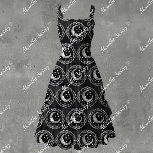 Over the Moon Ruffle Hem Dress - Gothic Celestial Elegant White