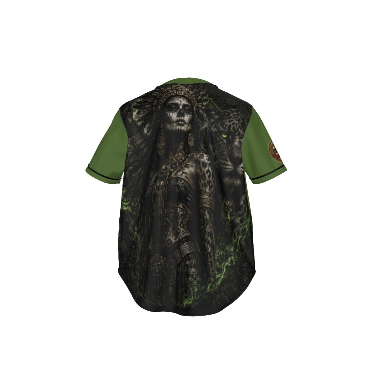 Viva México La Reina | All-Over Print Cropped Baseball Jersey | Dark Chicana Gothic Streetwear