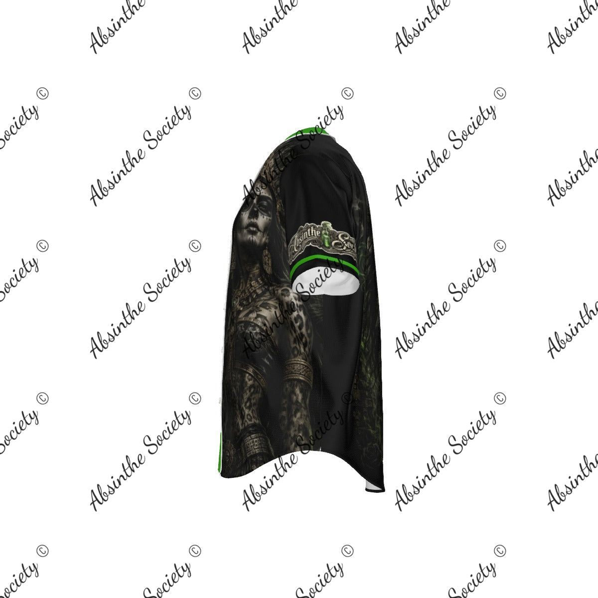 La Reina | Lime Green Baseball Jersey with Pinstripes | Chicana Dark Streetwear