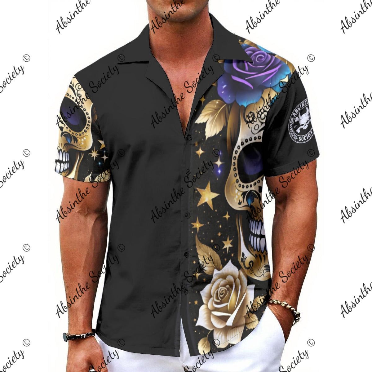 Lush Skull Garden Hawaiian Shirt - Gothic Tropical White