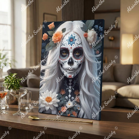 La Sombra | Framed Canvas Wall Art | Dark Chicana Gothic Home Décor 30x41cm(12"x16") White