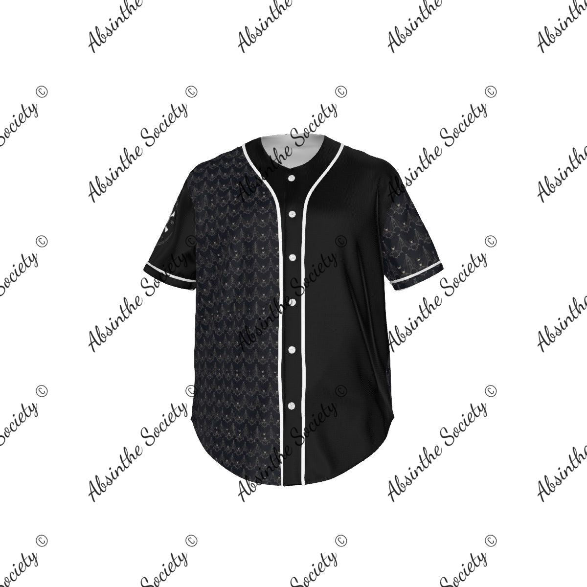 Ghostly Glamor All-Over Print Short Sleeve Baseball Jersey White
