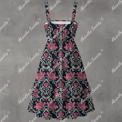 Palo De Rosa Ruffle Hem Dress - Gothic Rosewood Elegant