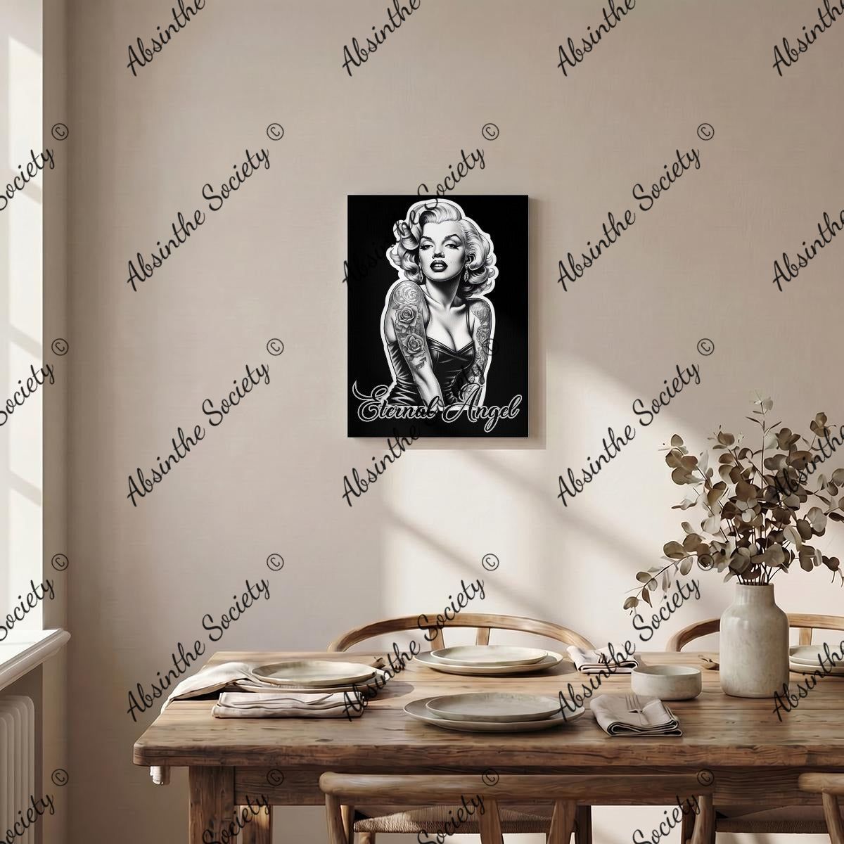 Eternal Angel | Marilyn Monroe Framed Canvas Wall Art | Dark Glamour Chicana Décor