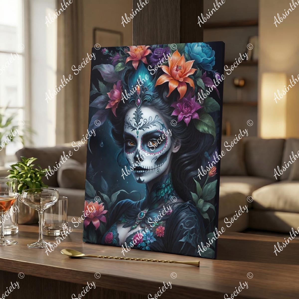 La Bruja | Framed Canvas Wall Art | Dark Chicana Gothic Home Décor 30x41cm(12"x16") White