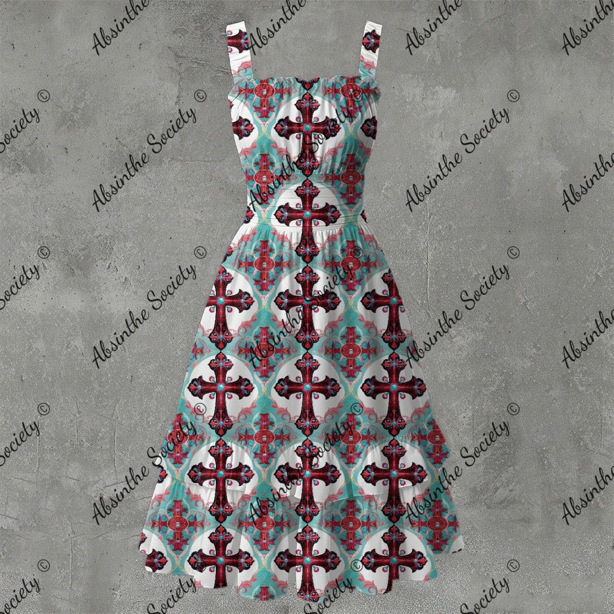 Zealot Ruffle Hem Dress - Gothic Devotion Elegant White