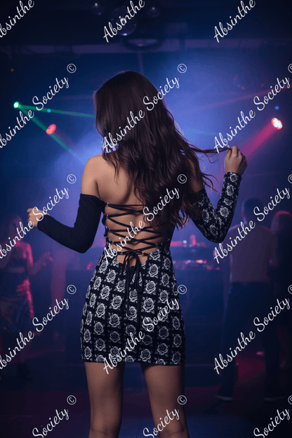 Ghostly Glamor - Sugar Skull Off-Shoulder Lace-Up Dress