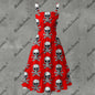 Skull Ritual Red - Ruffle Hem Dress White