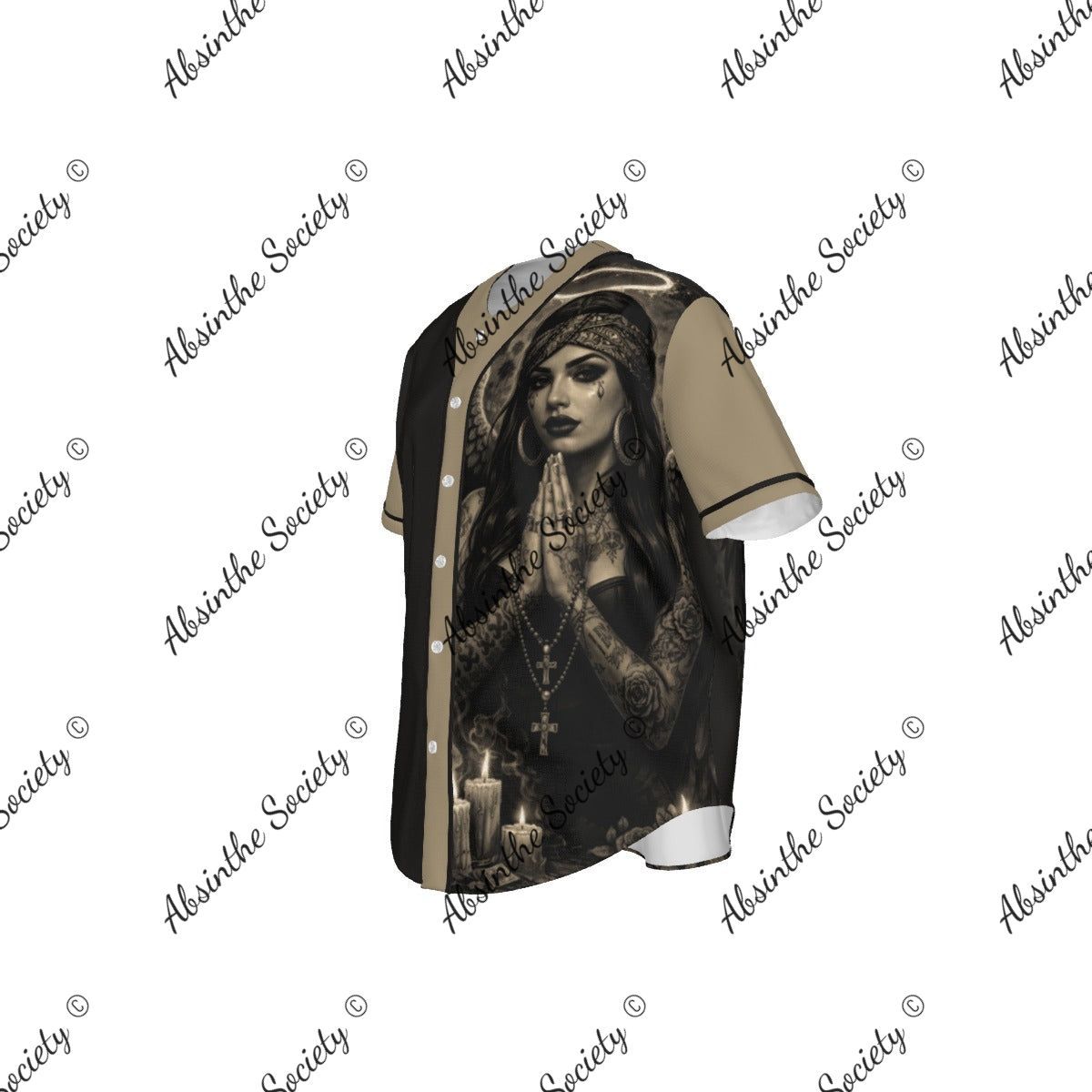 Angel del Barrio Baseball Jersey | Dark Chicano Streetwear | Absinthe Society